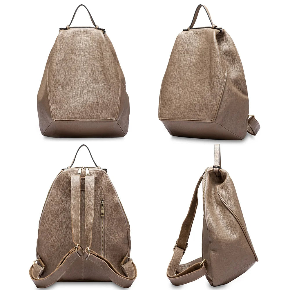 ZENCY Women's Genuine Leather Backpack - Classic Vintage Style