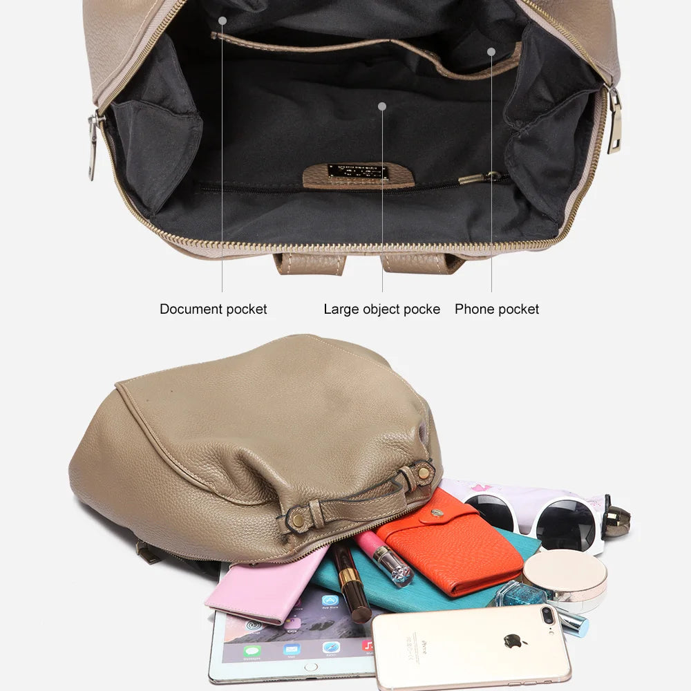 ZENCY Women's Genuine Leather Backpack - Classic Vintage Style